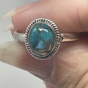Sterling Silver Ring Turquois Stone featuring Brown Matrixing Size 10